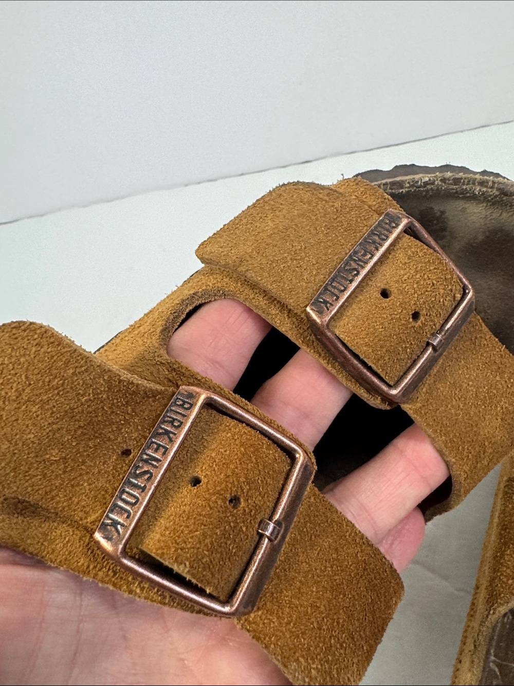 Birkenstock Brown Suede Double-Buckle Sandals Arizona Sz 38 - Picture 11 of 12